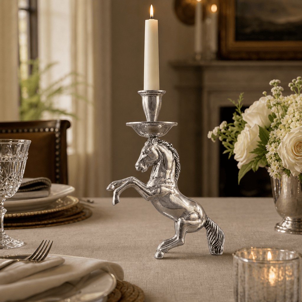 Arthur Court Equestrian Rearing Horse Candlestick