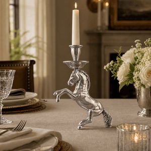 Arthur Court Equestrian Rearing Horse Candlestick