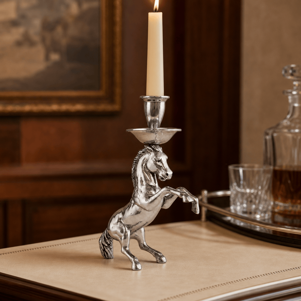 Arthur Court Equestrian Rearing Horse Candlestick