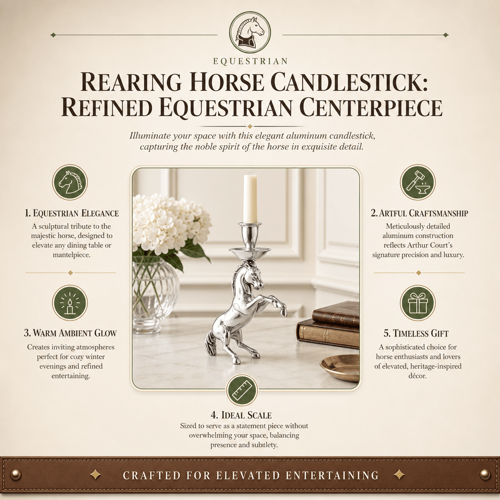 Arthur Court Equestrian Rearing Horse Candlestick