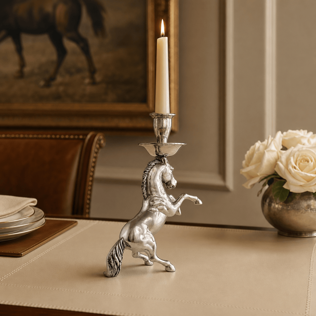 Arthur Court Equestrian Rearing Horse Candlestick