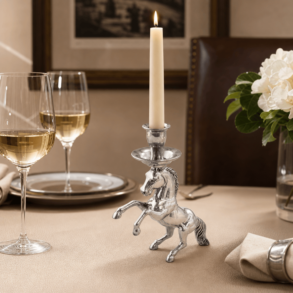 Arthur Court Equestrian Rearing Horse Candlestick