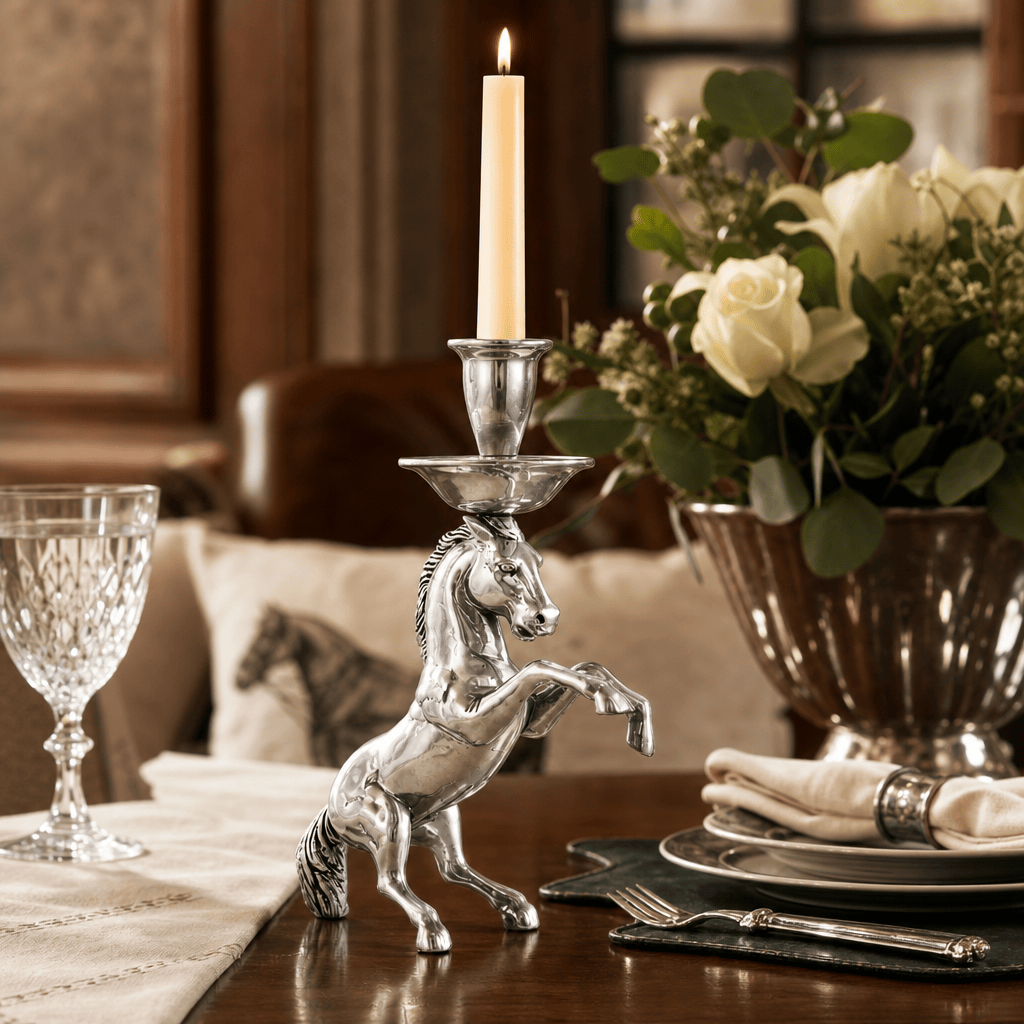 Arthur Court Equestrian Rearing Horse Candlestick