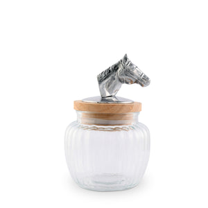 Arthur Court Equestrian Small 20 oz Horse Head Knob Glass Canisters