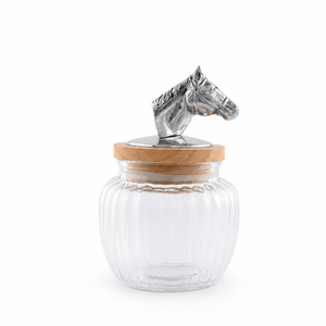 Arthur Court Equestrian Small 20 oz Horse Head Knob Glass Canisters
