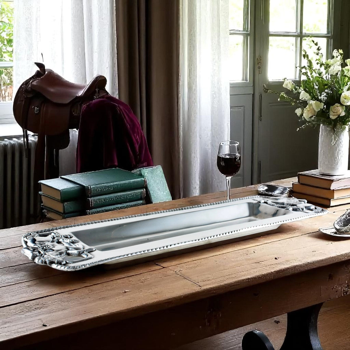 Arthur Court Equestrian Thoroughbred Oblong Tray