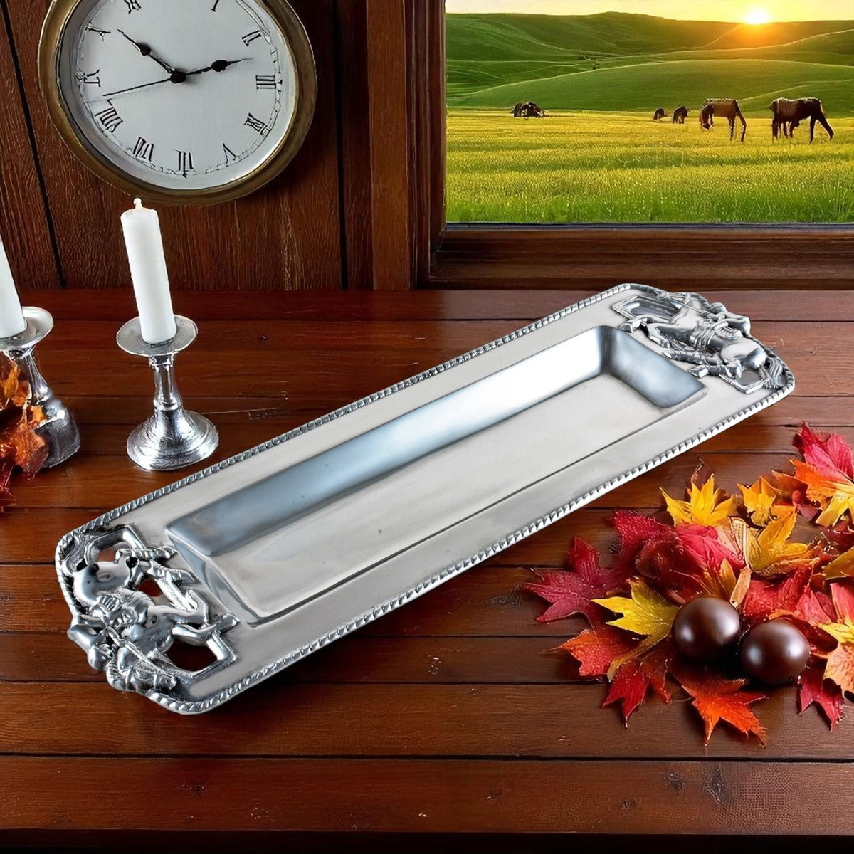 Arthur Court Equestrian Thoroughbred Oblong Tray