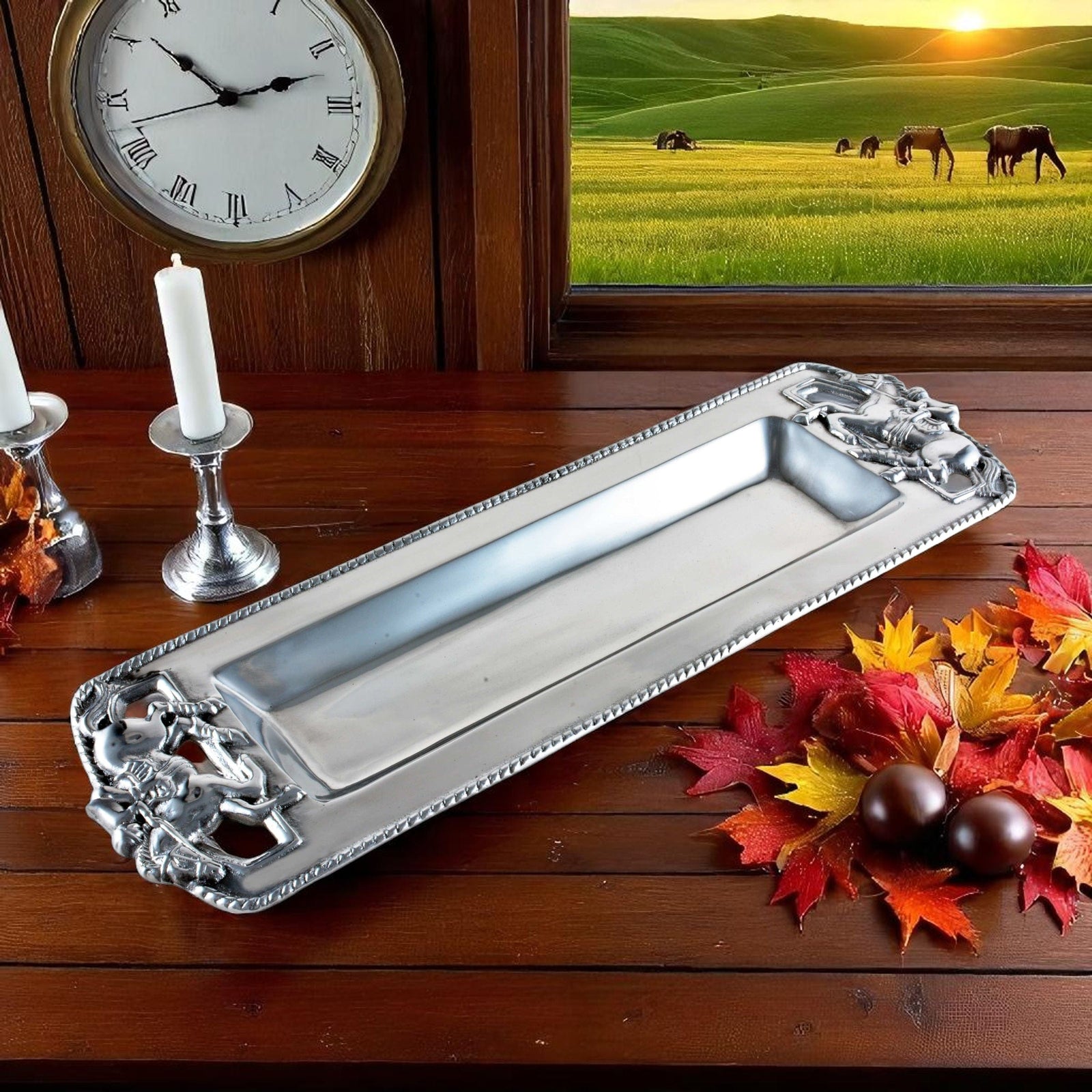 Arthur Court Equestrian Thoroughbred Oblong Tray