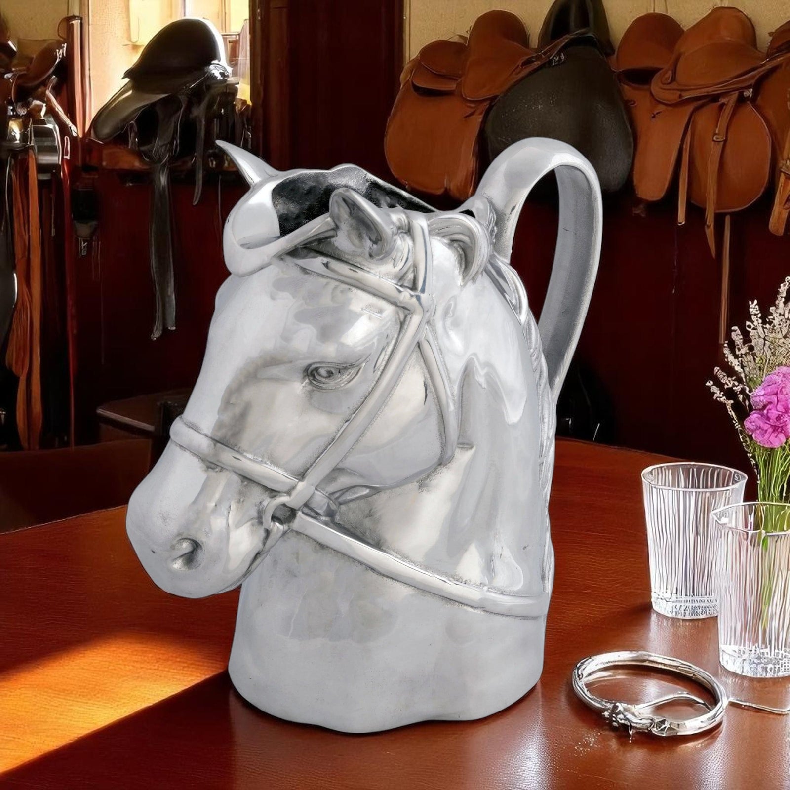 Arthur Court Equestrian Thoroughbred Pitcher
