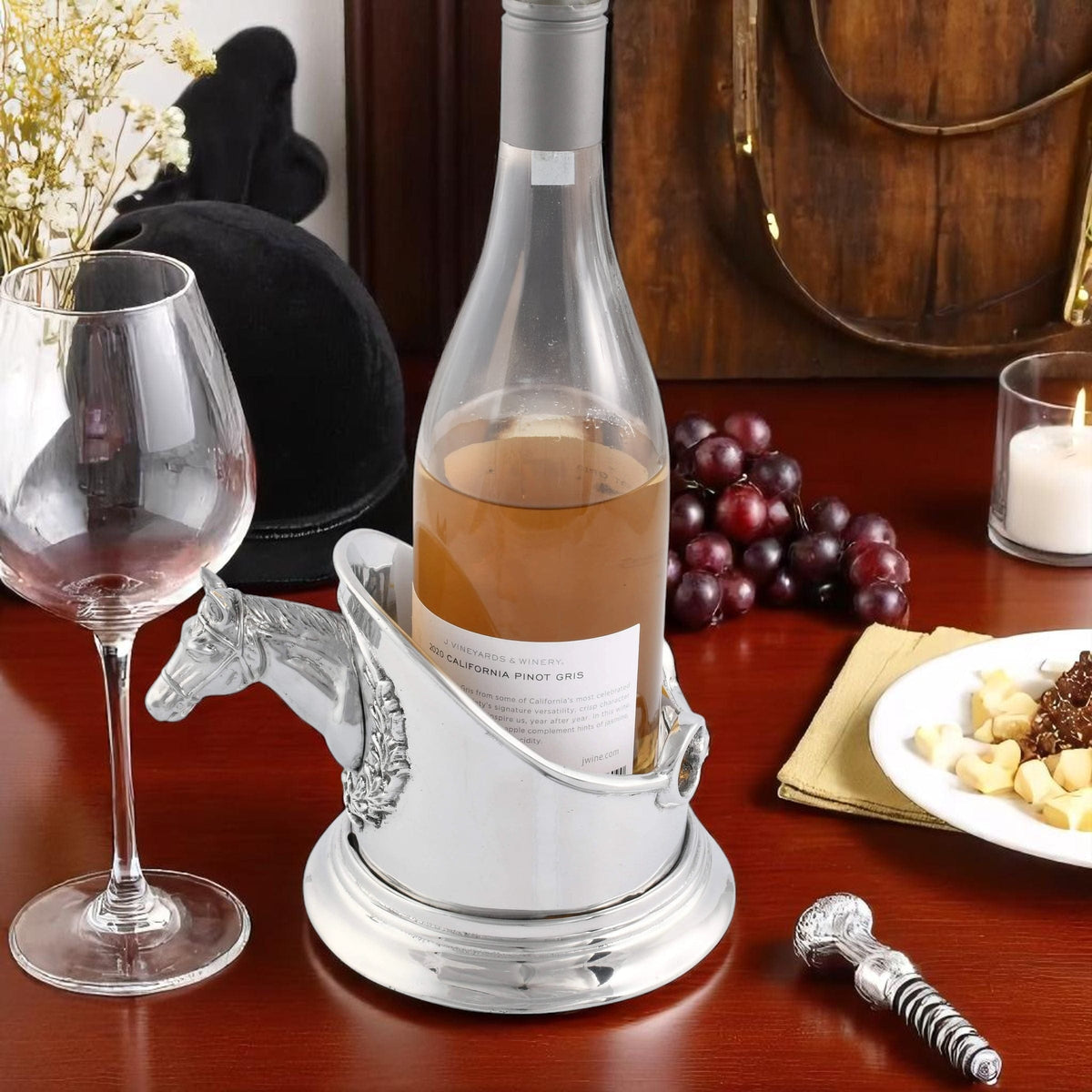 Arthur Court Equestrian Wine Caddy - Horse Head