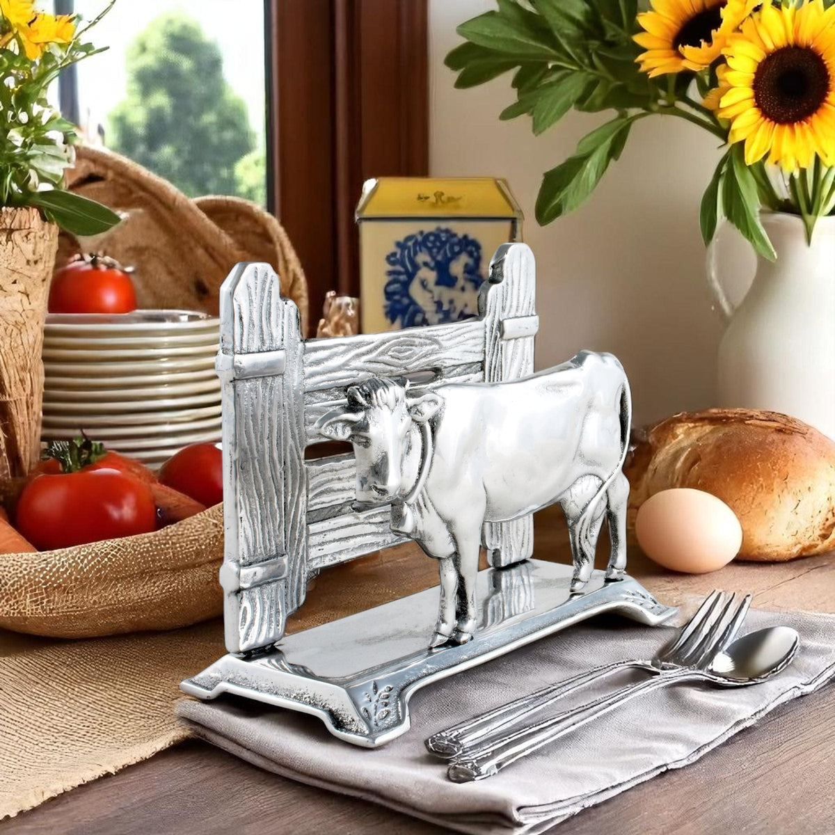 Arthur Court Farmer's Market Cow Napkin Holder