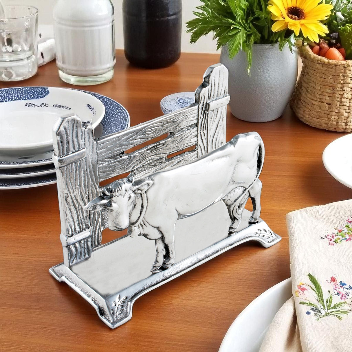 Arthur Court Farmer's Market Cow Napkin Holder