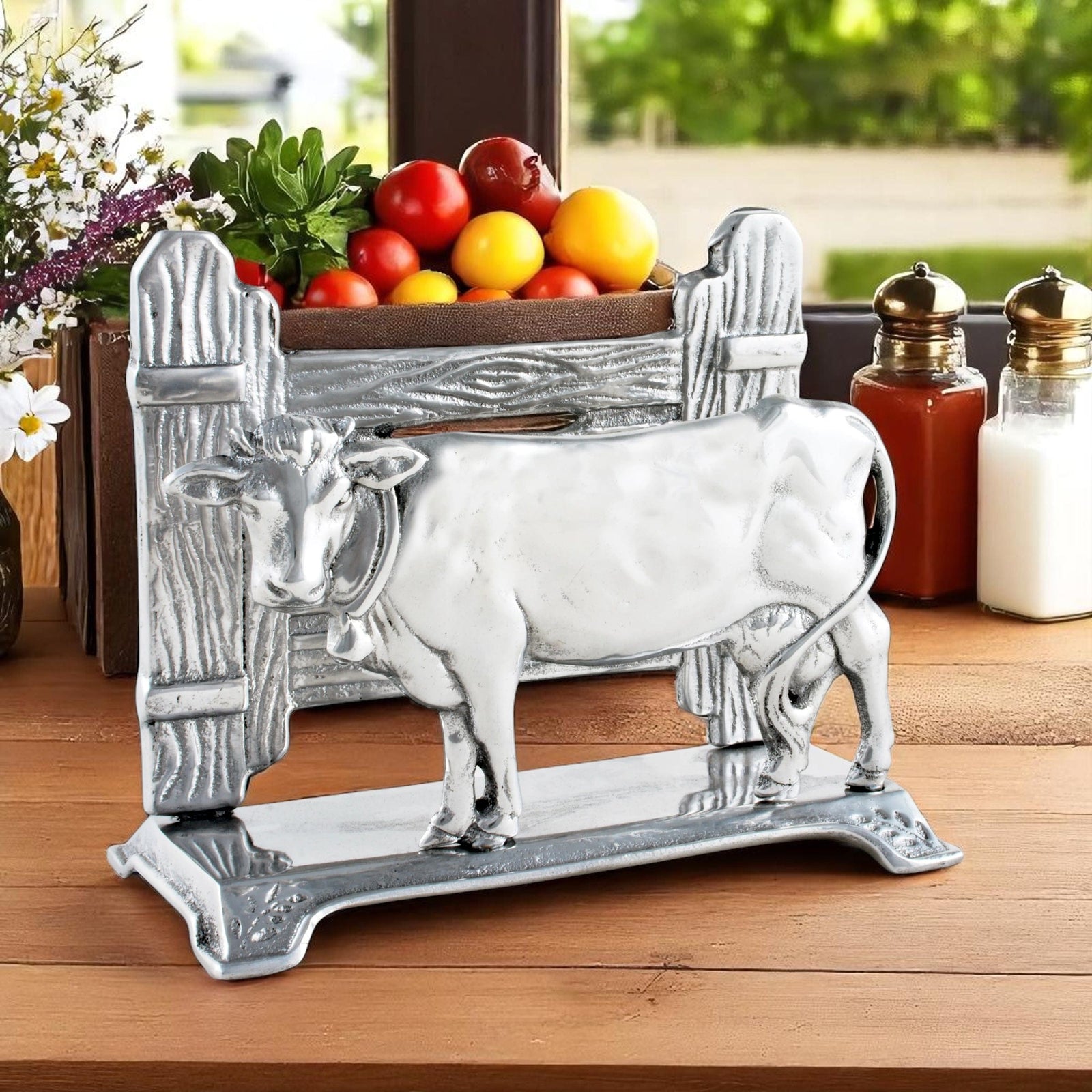 Arthur Court Farmer's Market Cow Napkin Holder