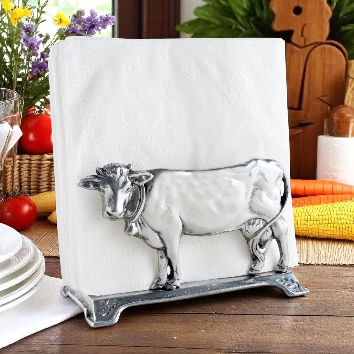 Arthur Court Farmer's Market Cow Napkin Holder