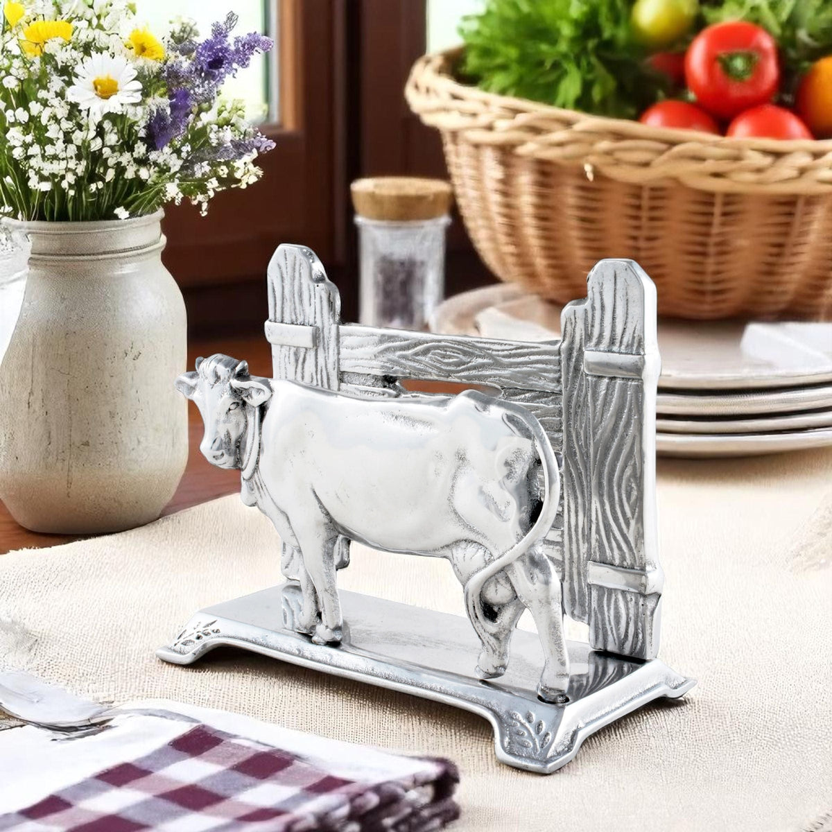 Arthur Court Farmer's Market Cow Napkin Holder