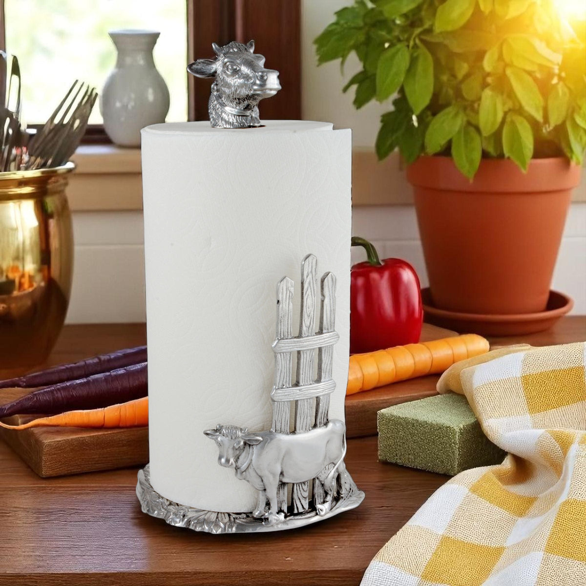 Arthur Court Farmer's Market Cow Paper Towel Holder