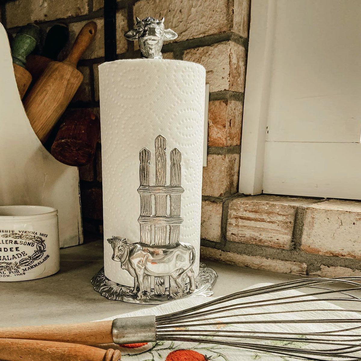 Arthur Court Farmer's Market Cow Paper Towel Holder