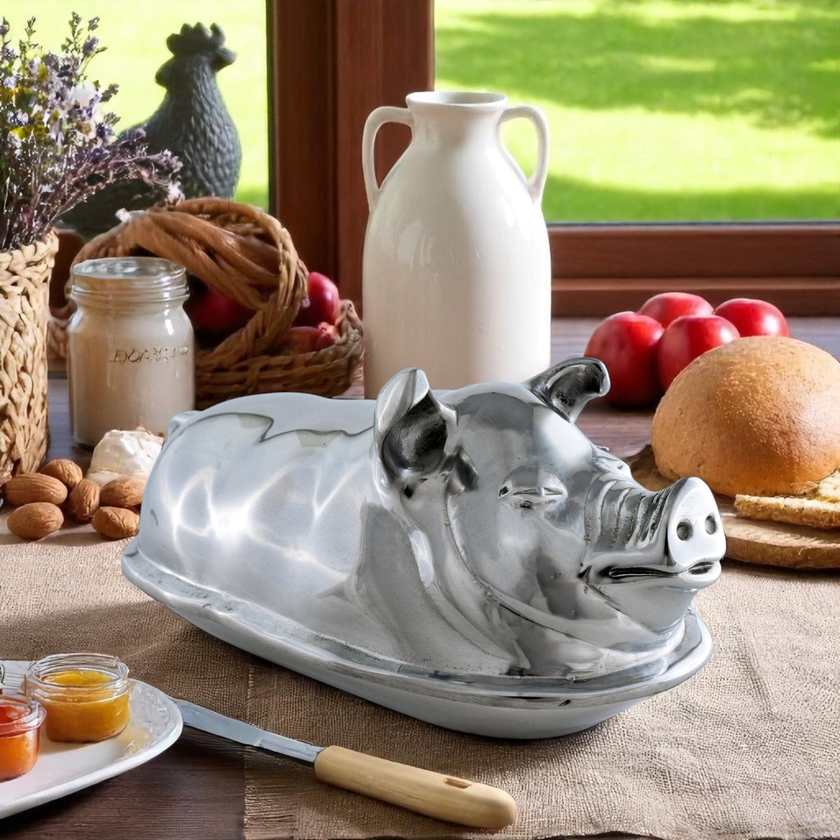 Arthur Court Farmer's Market Pig Butter Dish