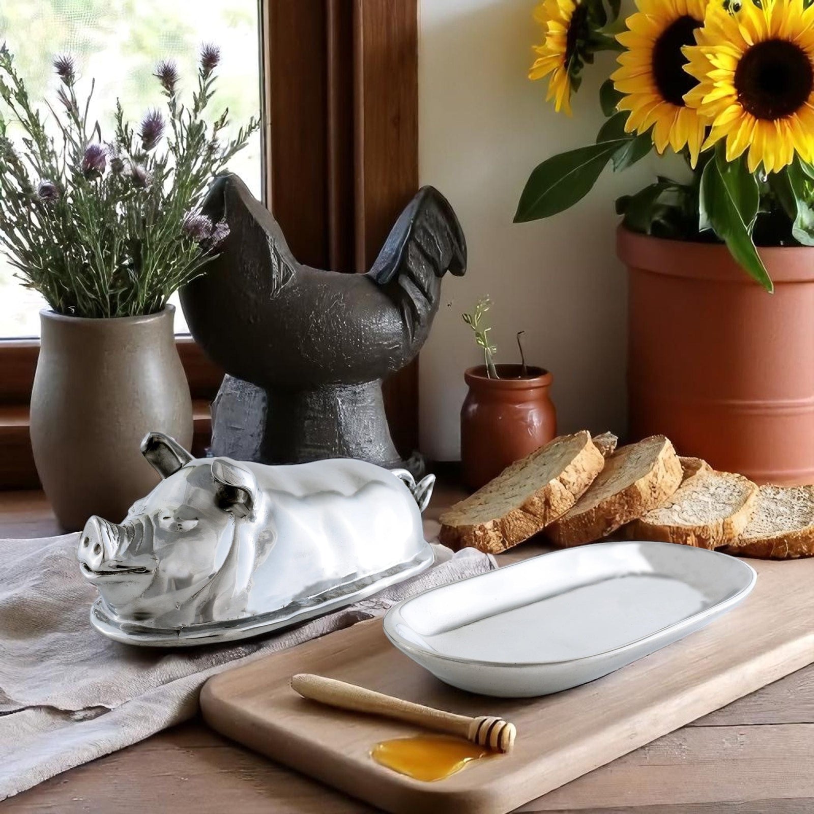 Arthur Court Farmer's Market Pig Butter Dish