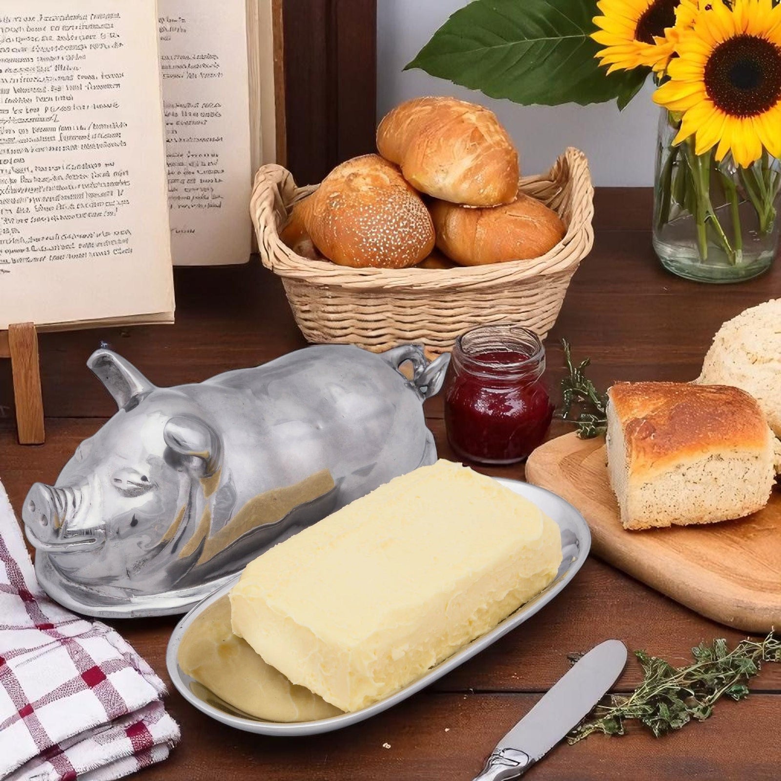 Arthur Court Farmer's Market Pig Butter Dish