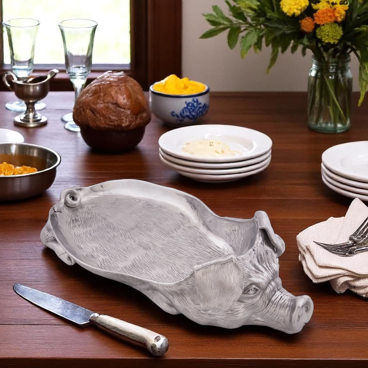 Arthur Court Farmer's Market Pig Carving Tray