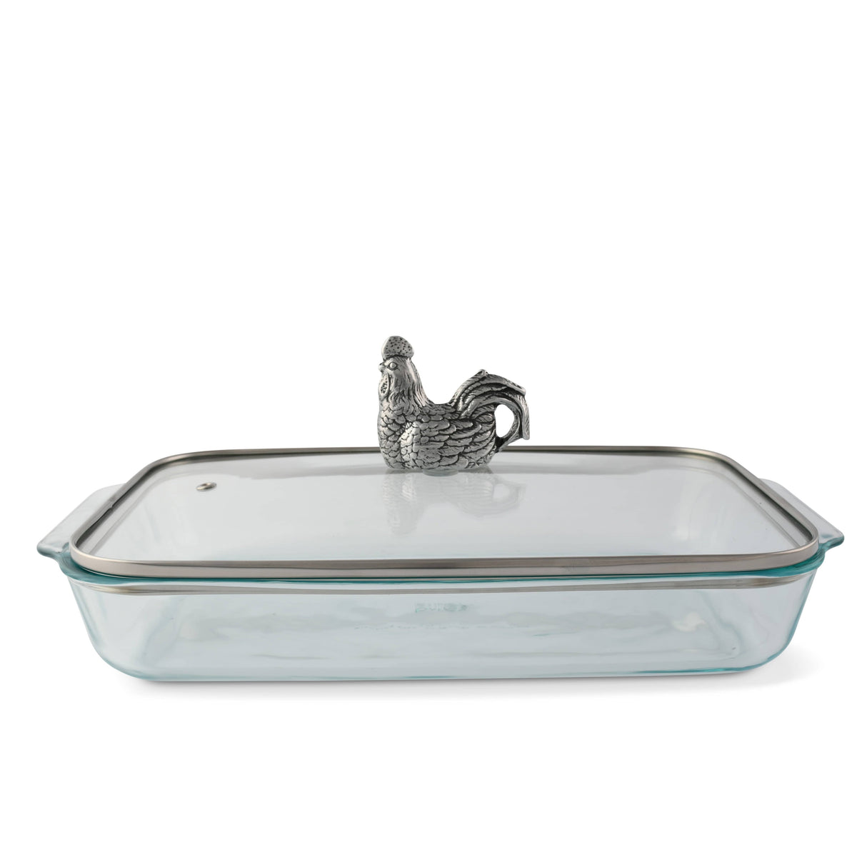 Arthur Court Farmer's Market Rooster Lid with Pyrex 3 quart Baking Dish