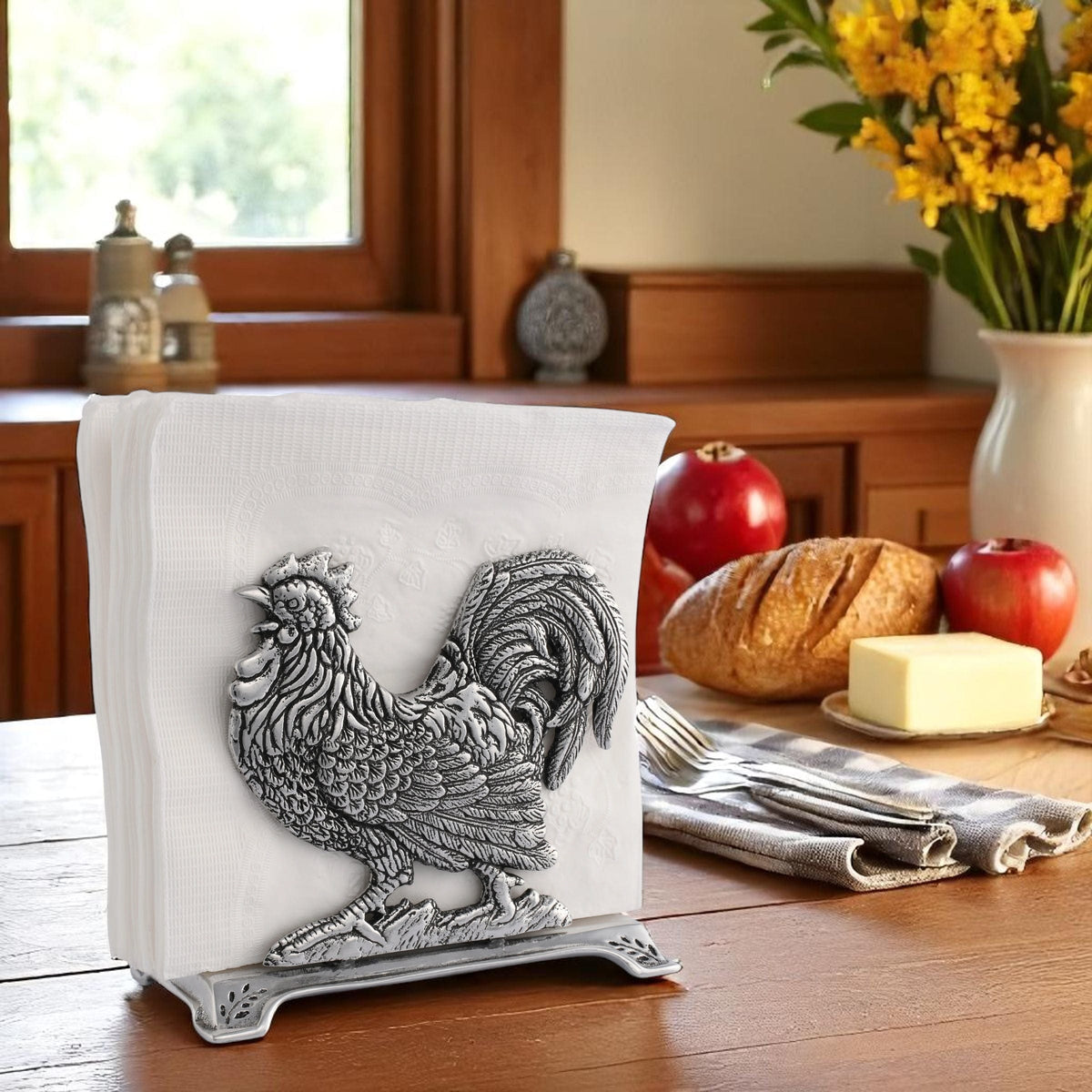 Arthur Court Farmer's Market Rooster Upright Napkin Holder