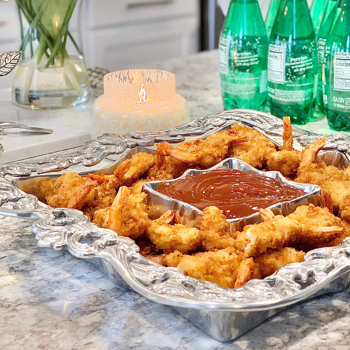 Arthur Court Fleur De Lis Acanthus Chip and Dip