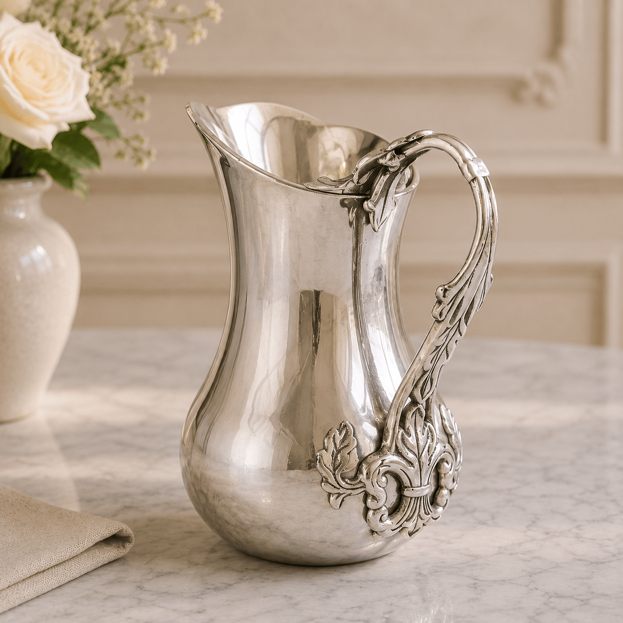 Arthur Court Fleur De Lis Acanthus Pitcher