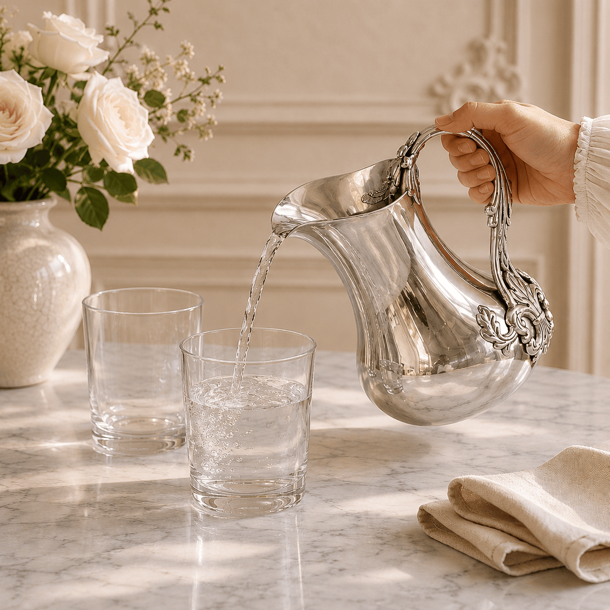 Arthur Court Fleur De Lis Acanthus Pitcher