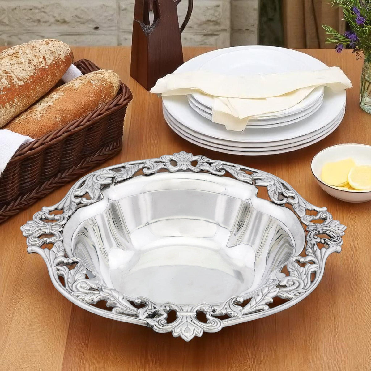 Arthur Court Fleur De Lis Acanthus Serving Bowl