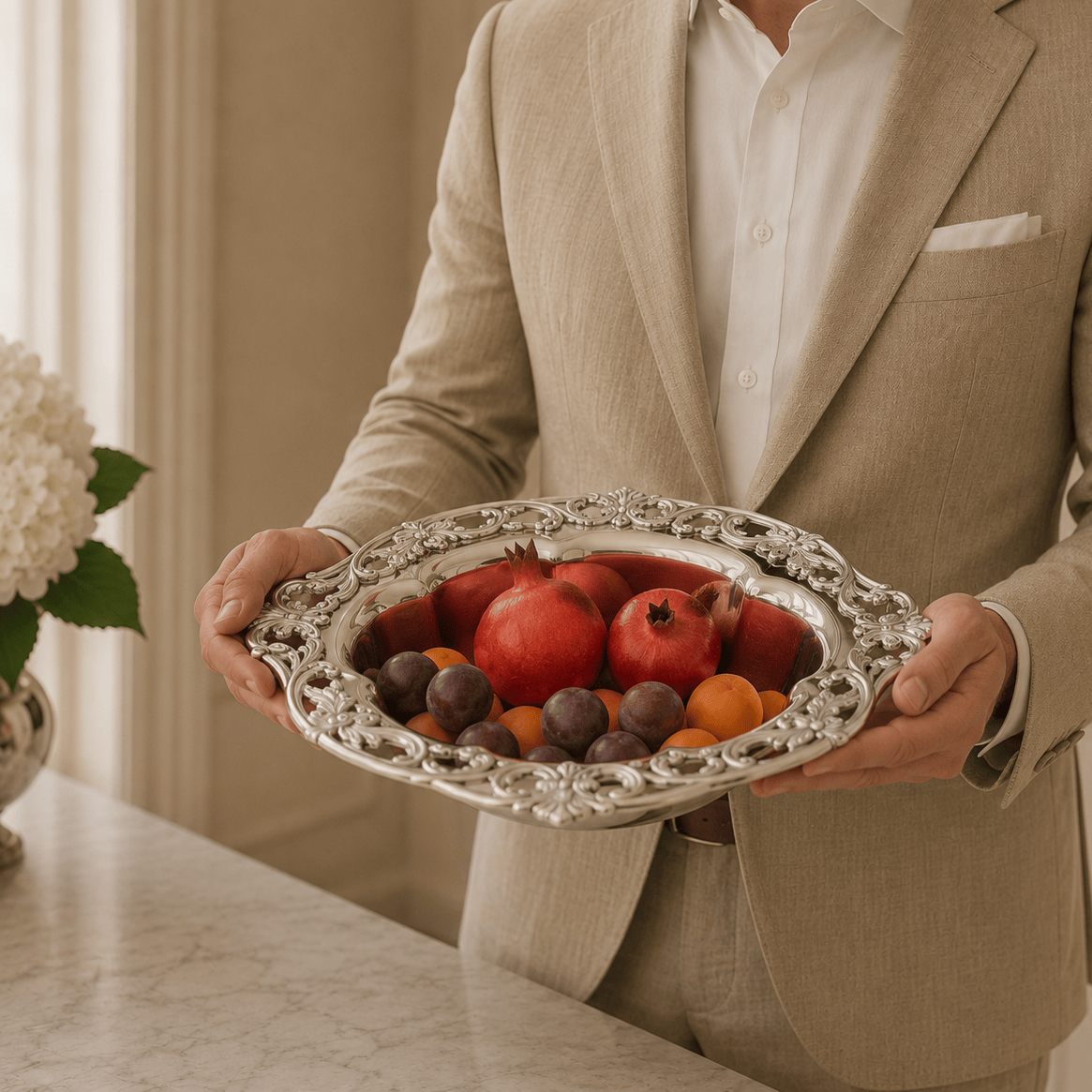 Arthur Court Fleur De Lis Acanthus Serving Bowl