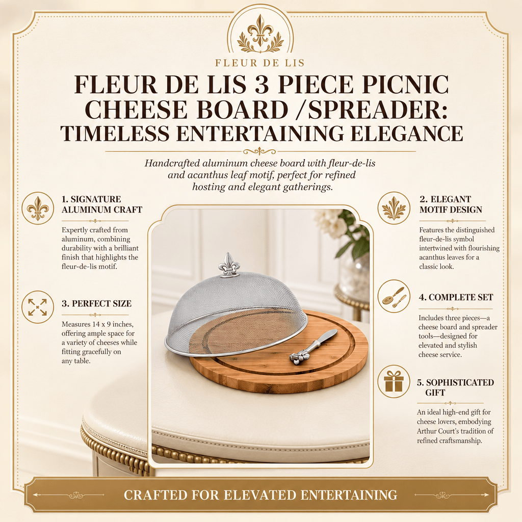 Arthur Court Fleur De Lis Fleur de Lis 3 Piece Picnic Cheese Board /Spreader