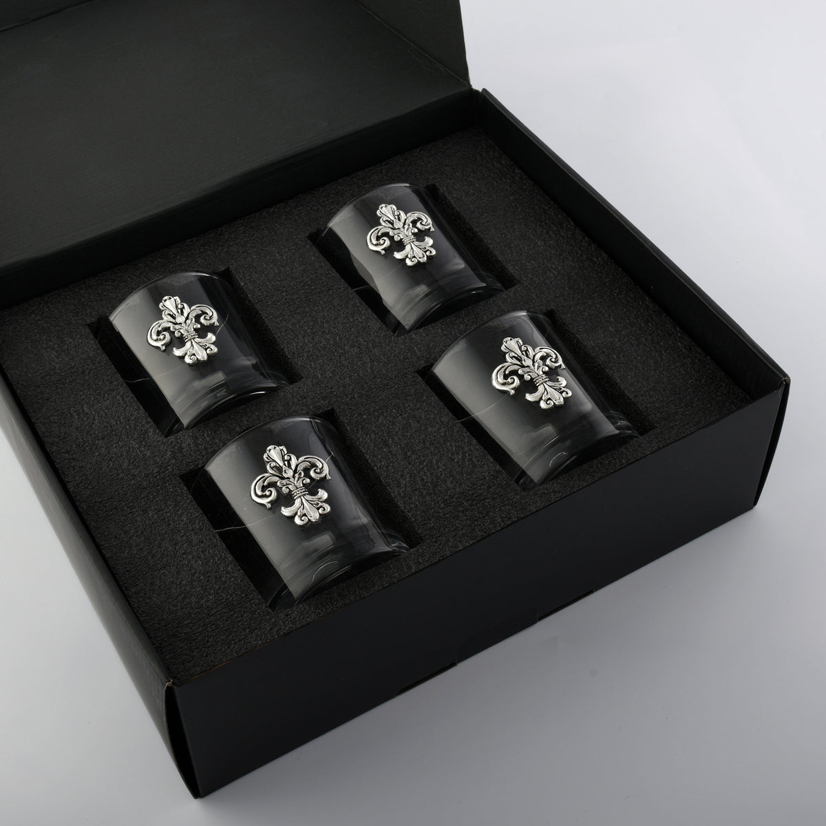 Arthur Court Fleur De Lis Fleur-de-Lis Bar Glasses Set of 4