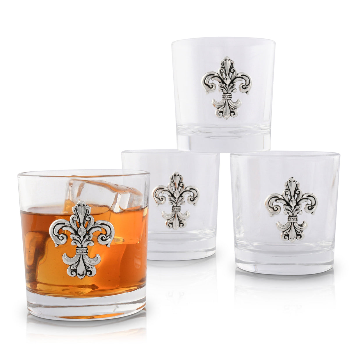 Arthur Court Fleur De Lis Fleur-de-Lis Bar Glasses Set of 4