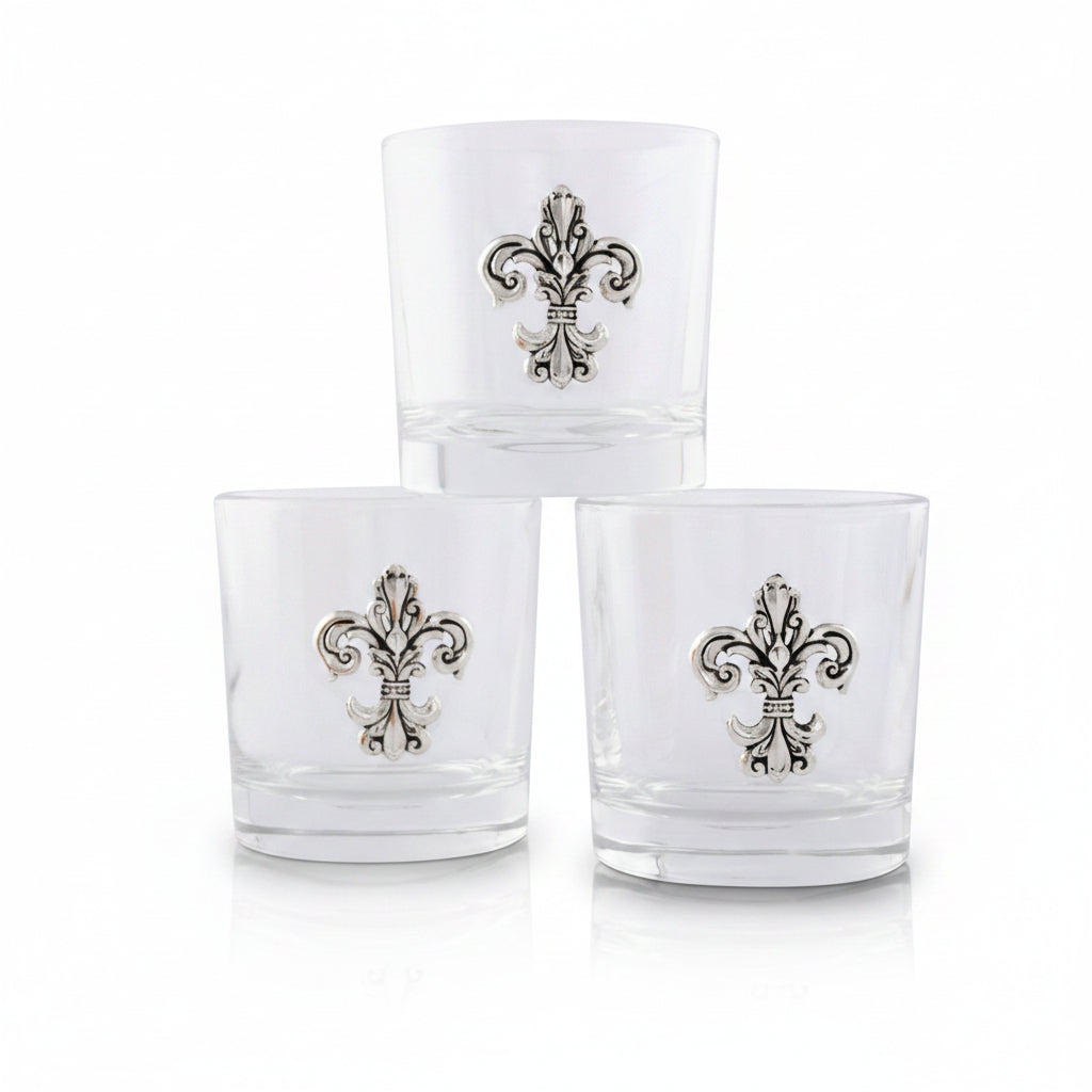 Arthur Court Fleur De Lis Fleur-de-Lis Bar Glasses Set of 4