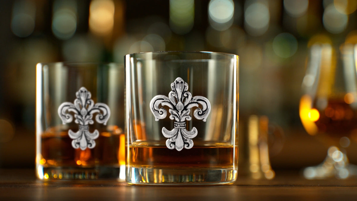 Arthur Court Fleur De Lis Fleur-de-Lis Bar Glasses Set of 4