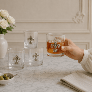 Arthur Court Fleur De Lis Fleur-de-Lis Bar Glasses Set of 4