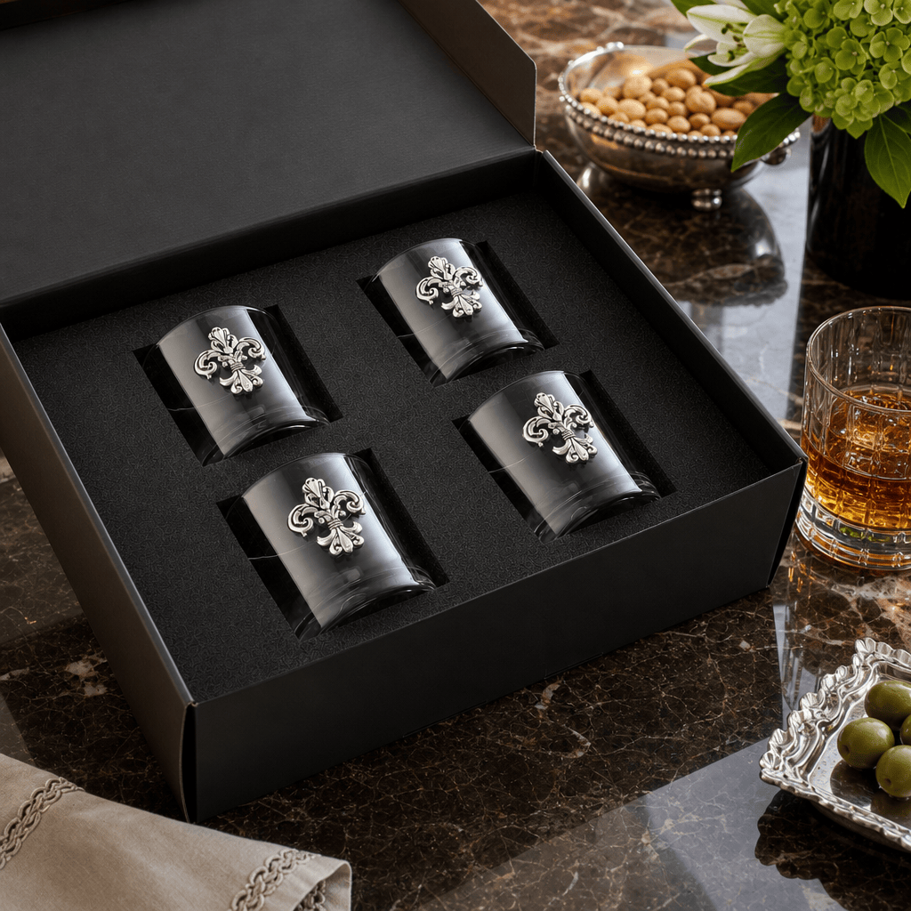 Arthur Court Fleur De Lis Fleur-de-Lis Bar Glasses Set of 4