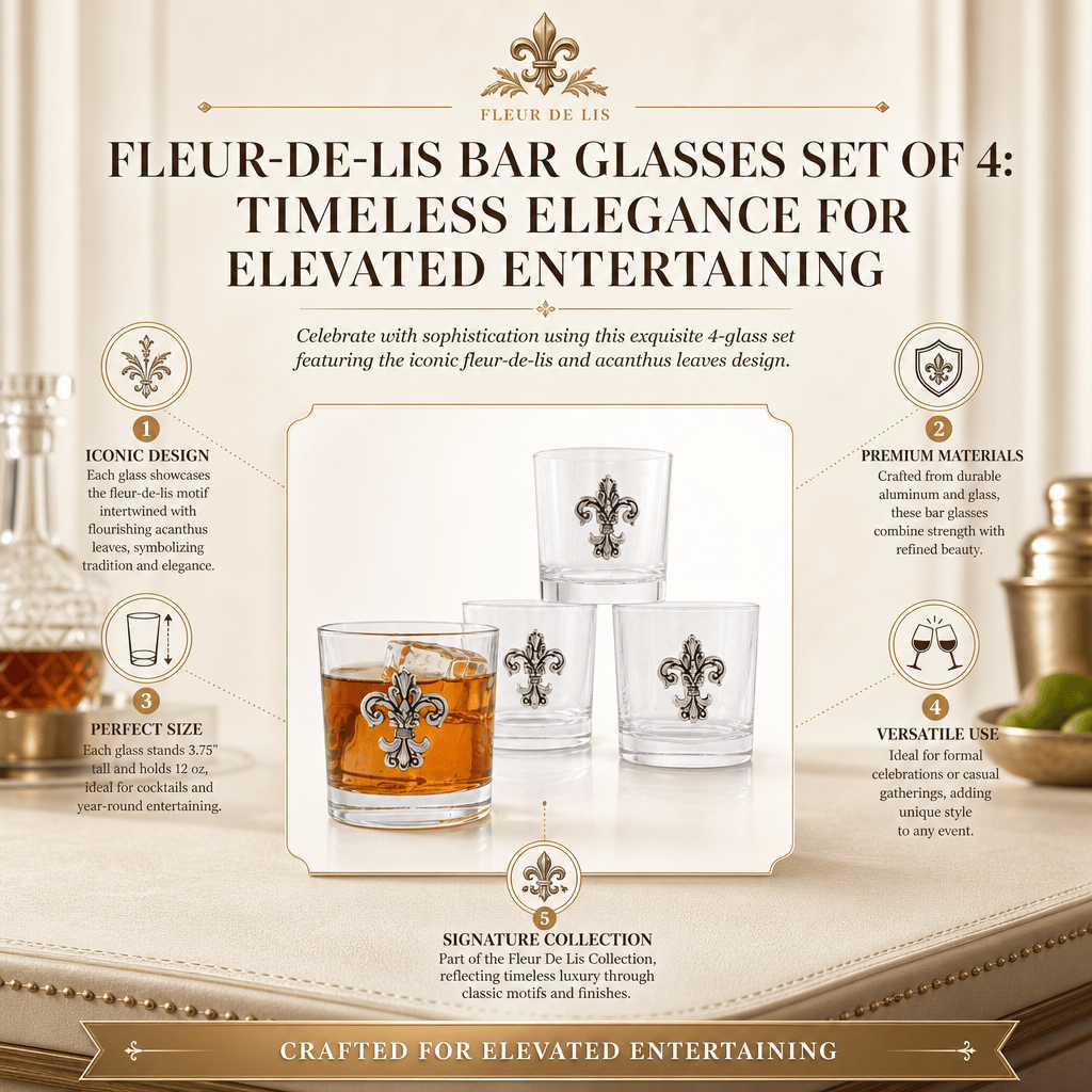 Arthur Court Fleur De Lis Fleur-de-Lis Bar Glasses Set of 4