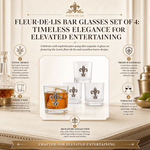 Arthur Court Fleur De Lis Fleur-de-Lis Bar Glasses Set of 4