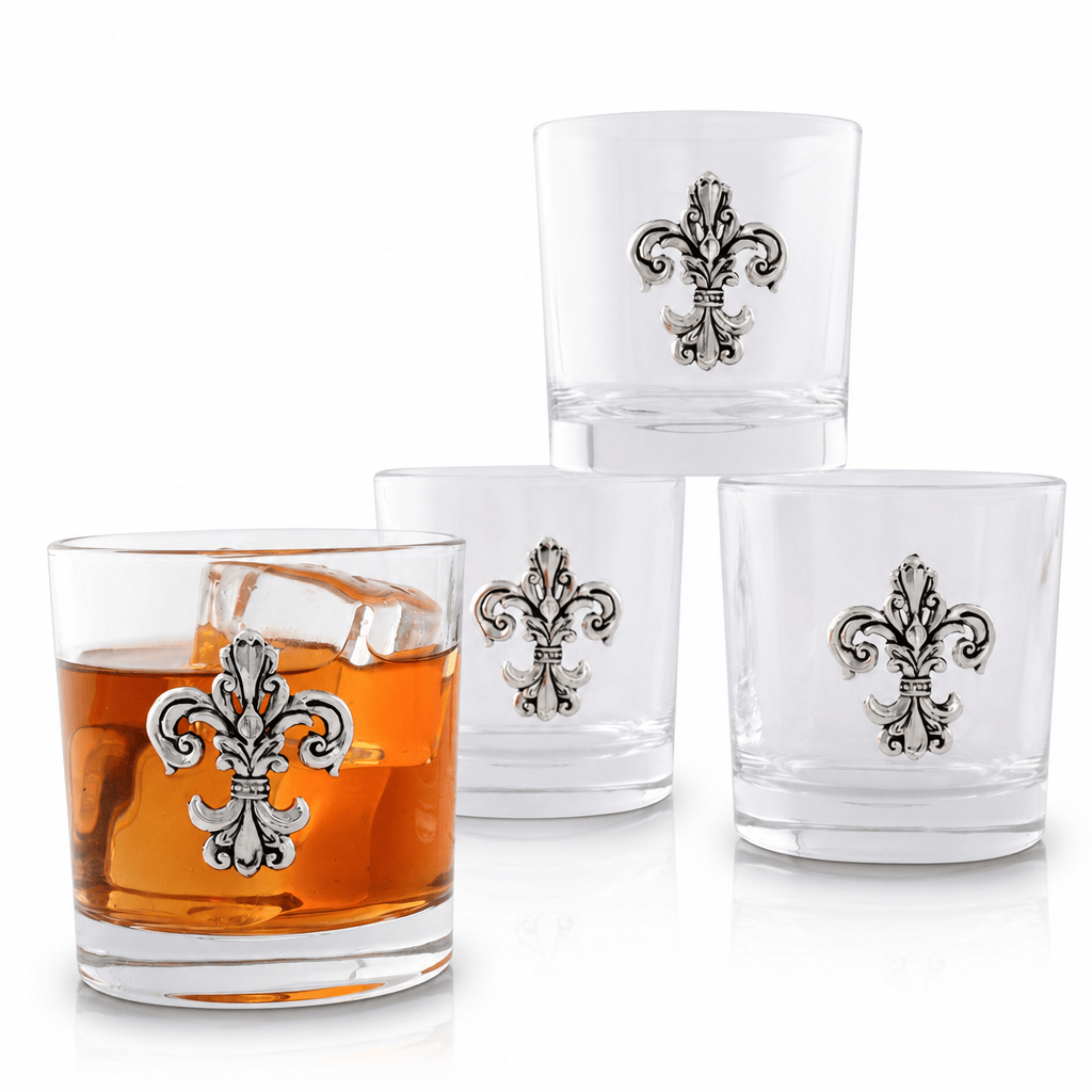 Arthur Court Fleur De Lis Fleur-de-Lis Bar Glasses Set of 4