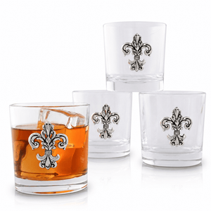 Arthur Court Fleur De Lis Fleur-de-Lis Bar Glasses Set of 4