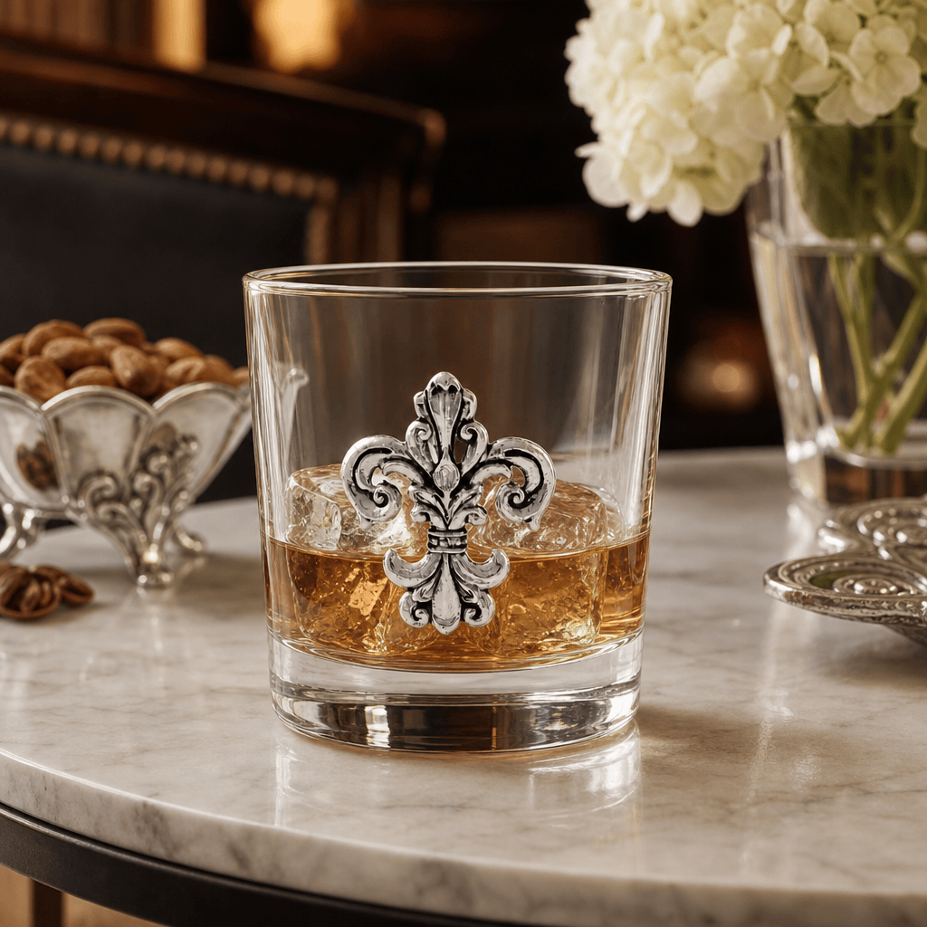 Arthur Court Fleur De Lis Fleur-de-Lis Bar Glasses Set of 4