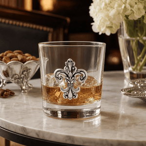 Arthur Court Fleur De Lis Fleur-de-Lis Bar Glasses Set of 4