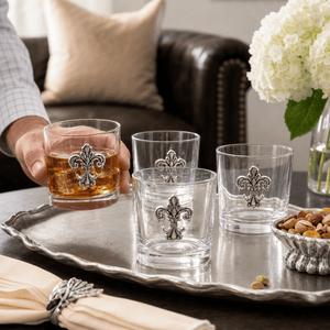 Arthur Court Fleur De Lis Fleur-de-Lis Bar Glasses Set of 4