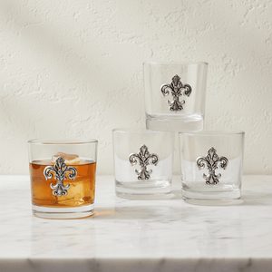 Arthur Court Fleur De Lis Fleur-de-Lis Bar Glasses Set of 4