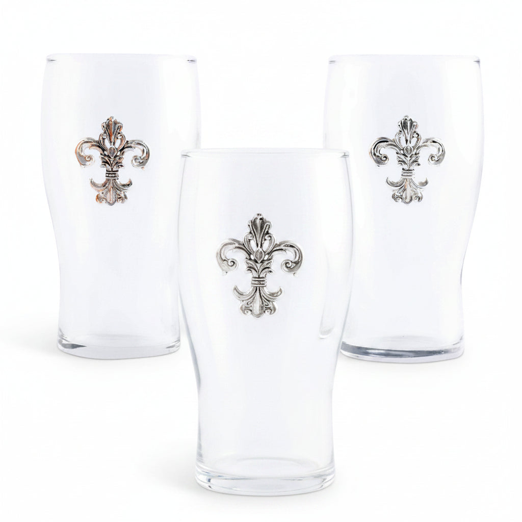 Arthur Court Fleur De Lis Fleur de Lis Beer Pint Glasses - Set of 4