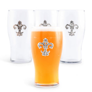 Arthur Court Fleur De Lis Fleur de Lis Beer Pint Glasses - Set of 4