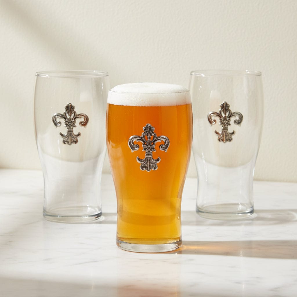 Arthur Court Fleur De Lis Fleur de Lis Beer Pint Glasses - Set of 4